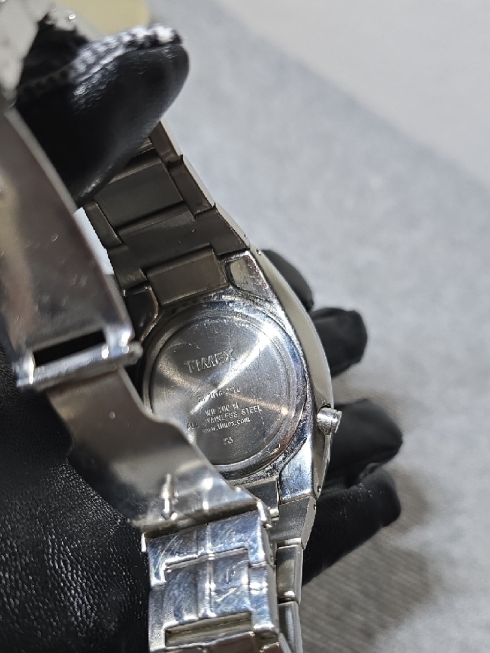 Timex Black Dial Stainless Steel, Indiglo Chrono Alarm Watch with Orange Accents - Picture 6 of 7